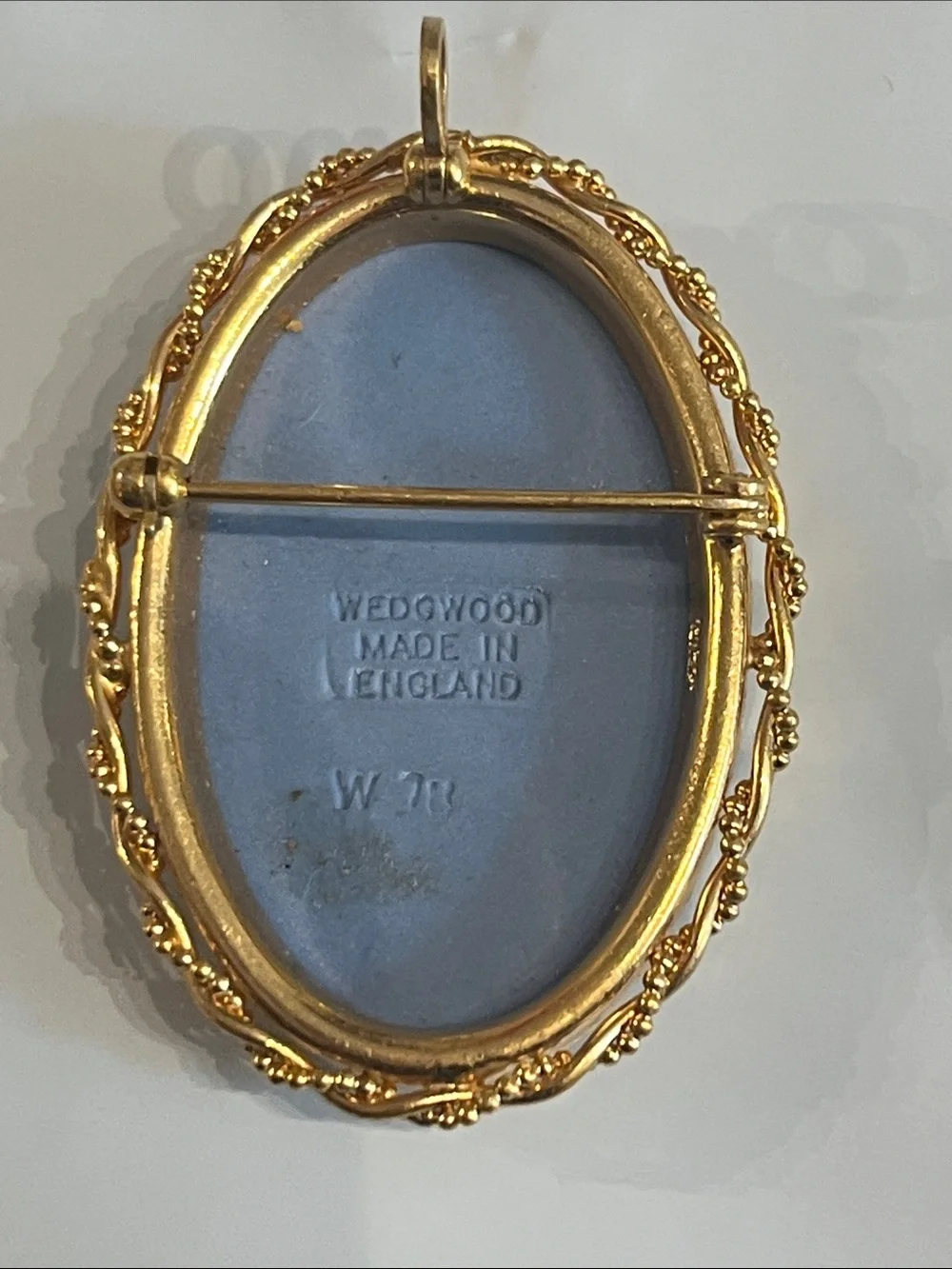 WEDGEWOOD BLUE CAMEO, ENGLAND, 14 K GF, pendant , stamped